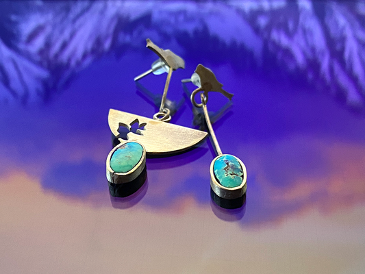 Spring rain earrings Material silver Stone Turquoise